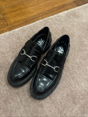 Zara Black Patent Leather Bit Loafers - Men